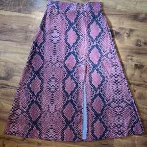 prettylittlething snake print midi skirt